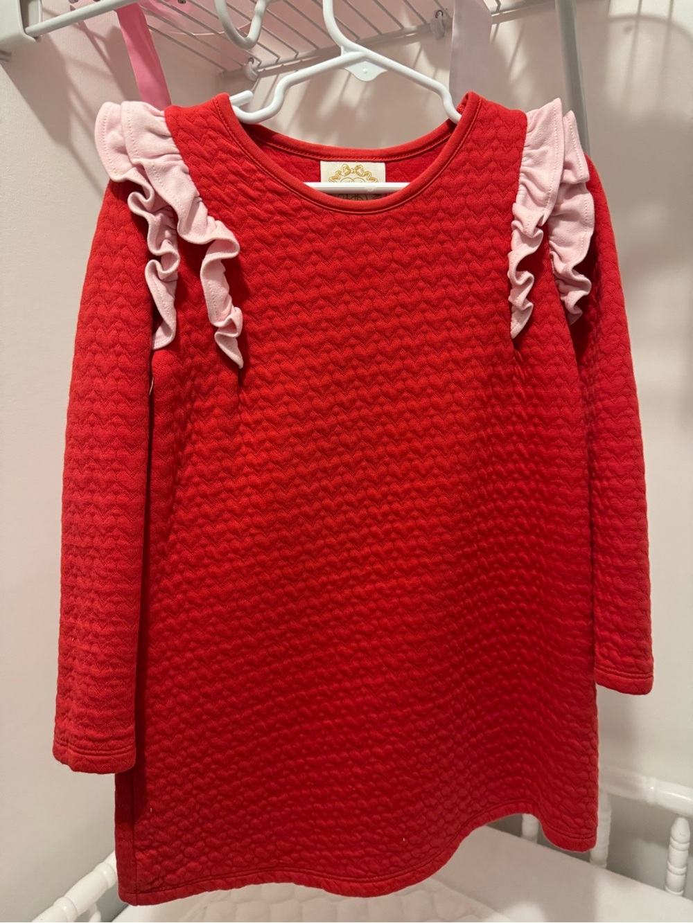 The Beaufort Bonnet Company Ruehling Ruffle Dress in Richmond Red